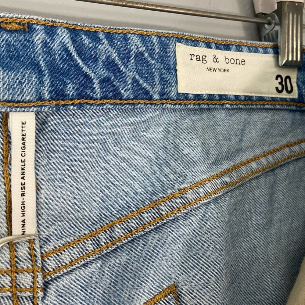 Rag and Bone. Nina high rise ankle cigarette. Button-fly 100% cotton Sz30, Tulip - Picture 9 of 16